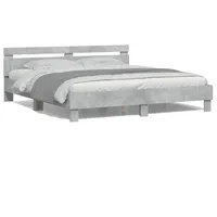 gultas rāmis ar galvgali un Led, betona pelēks, 180X200 cm