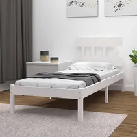 gultas rāmis, balts, masīvkoks, 90X190 cm, 3Ft6, vienvietīgs