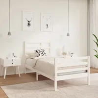 gultas rāmis, balts, masīvkoks, 90X190 cm, 3Ft, vienvietīgs