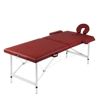 Saliekams masāžas galds, 2 daļas, alumīnija rāmis, sarkans