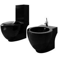 tualetes pods un bidē, melna keramika