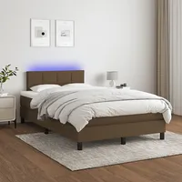 atsperu gulta ar matraci, Led, tumši brūns audums, 120X200 cm