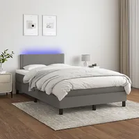 atsperu gulta ar matraci, Led, tumši pelēks audums, 120X200 cm