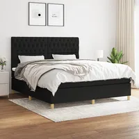 atsperu gulta ar matraci, melns, 180X200 cm, audums