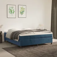 atsperu gulta ar matraci, tumši zils samts, 180X200 cm