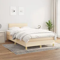 atsperu gultas rāmis ar matraci, krēmkrāsas, 120X200 cm, audums