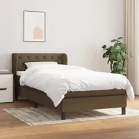 atsperu gultas rāmis ar matraci, tumši brūna, 80X200 cm, audums