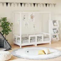 bērnu gultas rāmis, priedes masīvkoks, 70X140 cm, balts