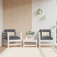 dārza krēsli ar matračiem, 2 gab., balts priedes masīvkoks