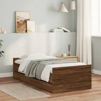 gultas rāmis ar atvilktnēm, brūna ozolkoka, 90X200 cm