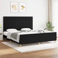 gultas rāmis ar galvgali, melns, 180X200 cm, audums