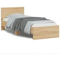 gultas rāmis ar galvgali un Led, koka krāsa, 90X200 cm