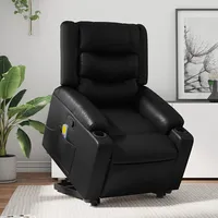 masāžas krēsls, paceļams, atgāžams, melna mākslīgā āda