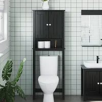 plaukts virs tualetes poda Berg, melns, 60X27X164,5 cm, koks
