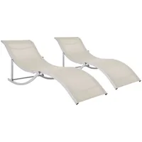 saliekami sauļošanās krēsli, 2 gab., krēmkrāsas tekstilēns