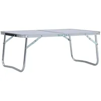 saliekams kempinga galds, balts alumīnijs, 60X40 cm