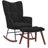 šūpuļkrēsls ar kāju balstu, melns samts