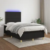 atsperu gulta ar matraci, Led, melns audums, 120X200 cm