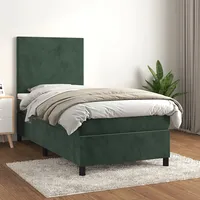 atsperu gulta ar matraci, tumši zaļš samts, 80X200 cm