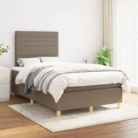 atsperu gultas rāmis ar matraci, pelēkbrūns, 120X200 cm, audums