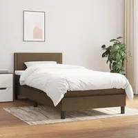 atsperu gultas rāmis ar matraci, tumši brūna, 100X200Cm, audums