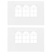 dārza telts sānu sienas, 2 gab., ar logiem, Pe, baltas