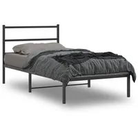 gultas rāmis ar galvgali, melns metāls, 100X190 cm