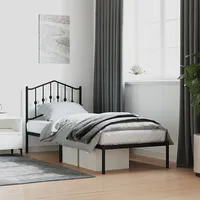gultas rāmis ar galvgali, melns metāls, 80X200 cm