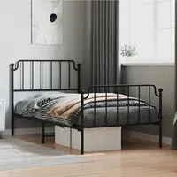 gultas rāmis ar galvgali un kājgali, melns metāls, 100X200 cm