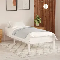 gultas rāmis, balts masīvkoks, 75X190 cm, mazs, vienvietīgs