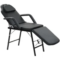 kosmetoloģijas krēsls, mākslīgā āda, 185X78X76 cm, melns