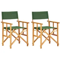 režisora krēsli, 2 gab., zaļi, akācijas masīvkoks