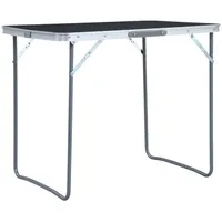 saliekams kempinga galds, pelēks, metāla rāmis, 80X60 cm
