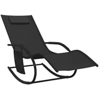 sauļošanās šūpuļkrēsls, tērauds, melns tekstilēns
