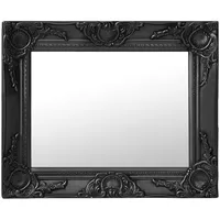 baroka stila sienas spogulis, 50X40 cm, melns