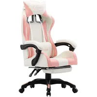 biroja krēsls ar kāju balstu, rozā un balta mākslīgā āda