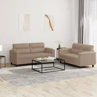 divdaļīgs dīvānu komplekts, kapučīno krāsas mākslīgā āda