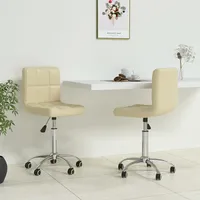 grozāmi virtuves krēsli, 2 gab., krēmkrāsas mākslīgā āda