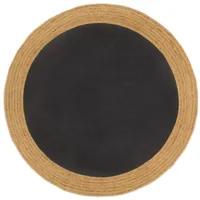 pīts paklājs, melns, dabīga apmale, 90 cm, džuta, kokvilna