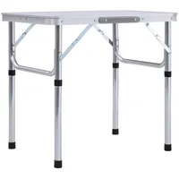 saliekams kempinga galds, balts alumīnijs, 60X45 cm