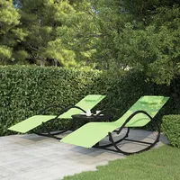 sauļošanās šūpuļkrēsli, 2 gab., zaļi, tērauds un tekstilēns