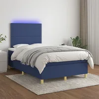 atsperu gulta ar matraci, Led, zils audums, 120X200 cm