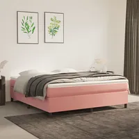 atsperu gulta ar matraci, rozā samts, 180X200 cm