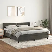 atsperu gulta ar matraci, tumši pelēka samts, 180X200 cm