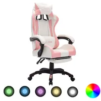 biroja krēsls, Rgb Led gaismas, rozā un balta mākslīgā āda
