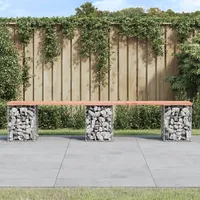 dārza sols, gabiona dizains, 203X31X42 cm, egles masīvkoks
