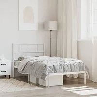 gultas rāmis ar galvgali, balts metāls, 100X200 cm