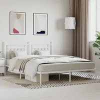 gultas rāmis ar galvgali, balts metāls, 180X200 cm