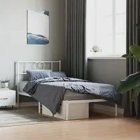gultas rāmis ar galvgali, balts metāls, 75X190 cm