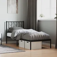 gultas rāmis ar galvgali, melns metāls, 75X190 cm